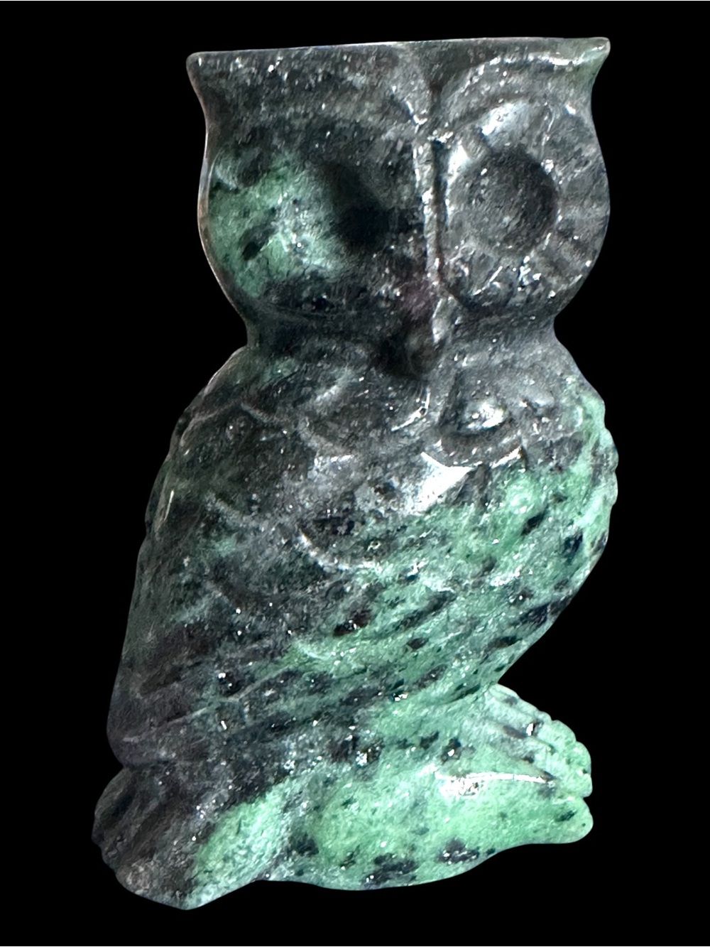 Ruby Zoisite Crystal Owl Bird